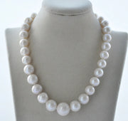 Elegant Edison Keshi Pearl Necklace – 18" White Round Pearl Tower Jewelry for Women