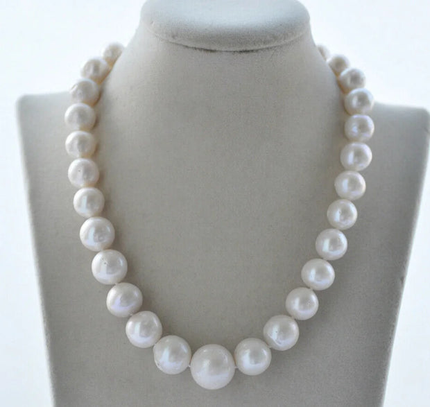 Elegant Edison Keshi Pearl Necklace – 18" White Round Pearl Tower Jewelry for Women