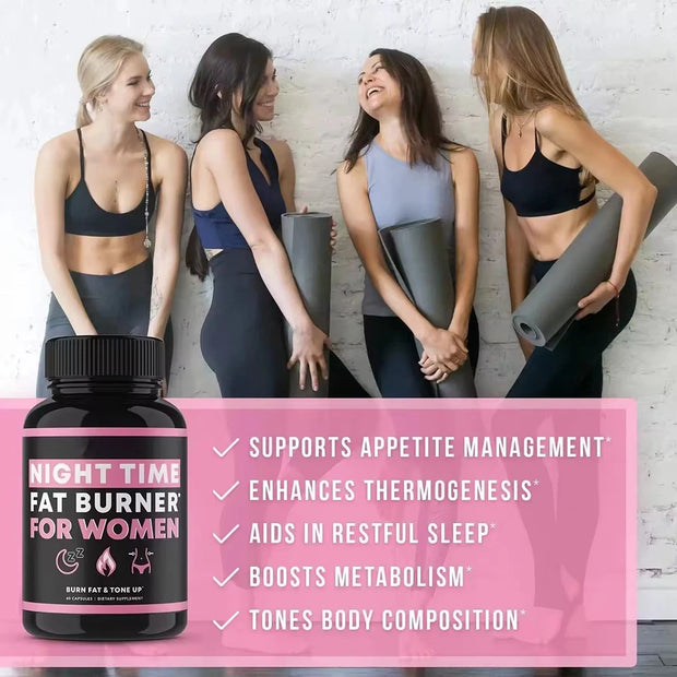 Night Time Fat Burner Supplement for Women – Belly Fat Burner & Tone Up Pills | Metabolism & Appetite Support