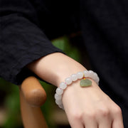 Pink Hand-Woven Rope Bracelet – Hetian Jade & Pearl Tassel Jewelry