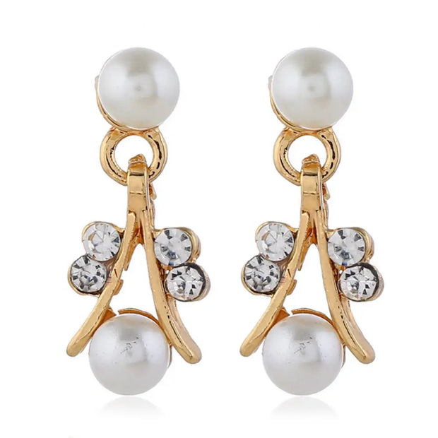 Elegant Bridal Jewelry Set – Faux Pearl & Rhinestone Necklace, Earrings & Bracelet | Wedding & Gift Set
