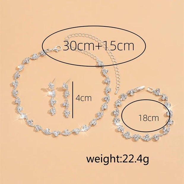 Bridal Crystal Jewelry Set – Choker Necklace, Earrings & Bracelet