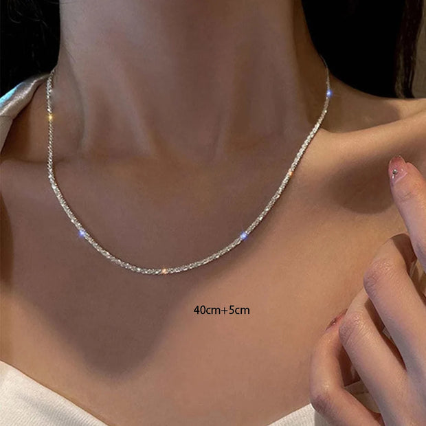 Sparkling Silver Clavicle Necklace