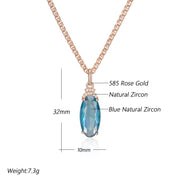Luxury Oval Blue Zircon Necklace