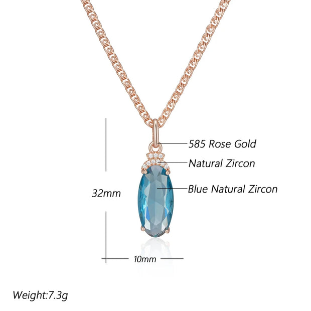Luxury Oval Blue Zircon Necklace