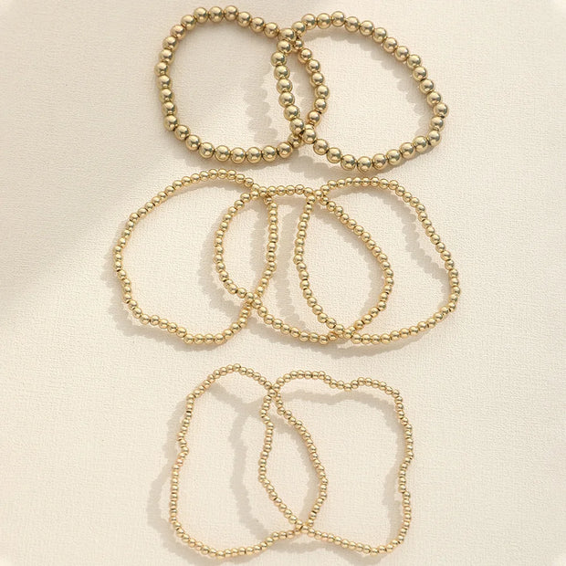 New Beaded Bracelets for Women – Handmade Charm Link Chain & Gold Color Beads