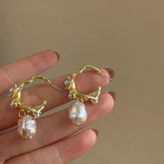 French Vintage Faux Pearl C-Design Earrings | Luxurious Drop Earrings for Women