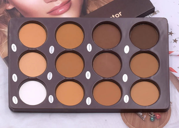 12-Color Matte Makeup Palette – Waterproof Foundation & Contour Kit | Long-Lasting Natural Finish