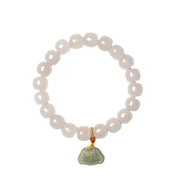 Pink Hand-Woven Rope Bracelet – Hetian Jade & Pearl Tassel Jewelry