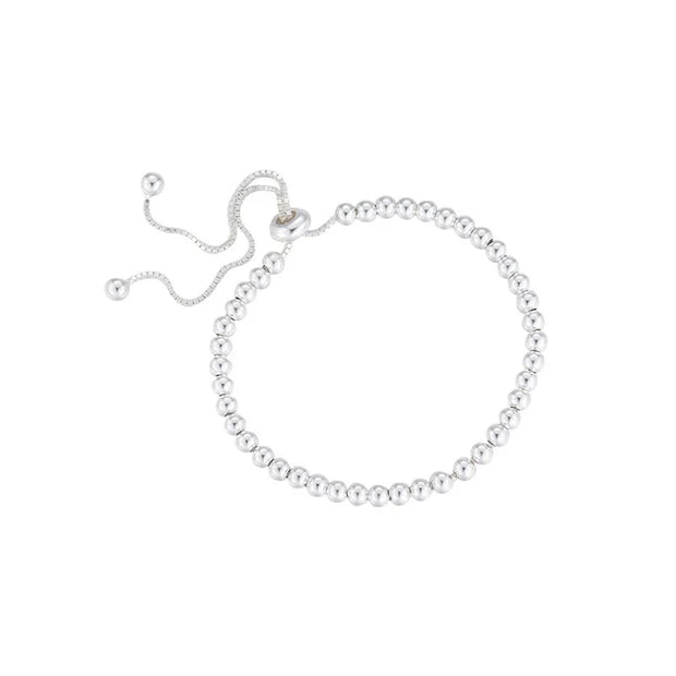 Sterling Silver Beaded Bracelet – Handmade Adjustable Jewelry