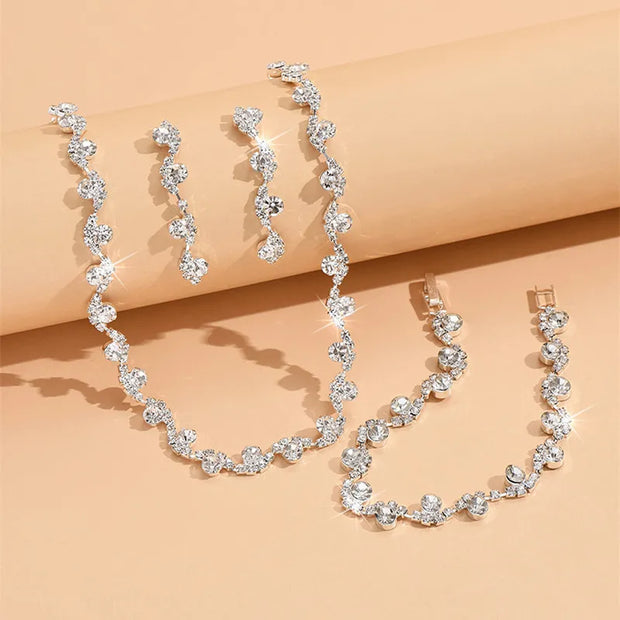 Bridal Crystal Jewelry Set – Choker Necklace, Earrings & Bracelet