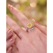 Rotating Sunflower Butterfly Zircon Ring