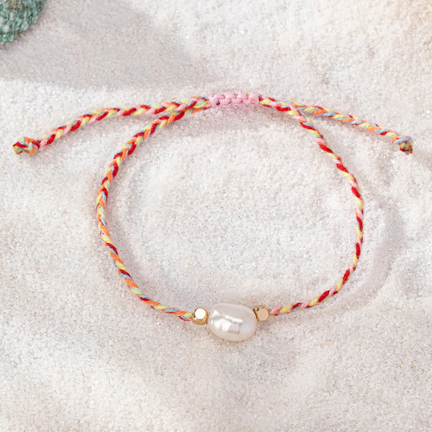 Colorful Rope Freshwater Pearl Bracelet – Adjustable Summer Trend Jewelry for Women