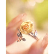 Rotating Sunflower Butterfly Zircon Ring