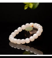 Pink Hand-Woven Rope Bracelet – Hetian Jade & Pearl Tassel Jewelry