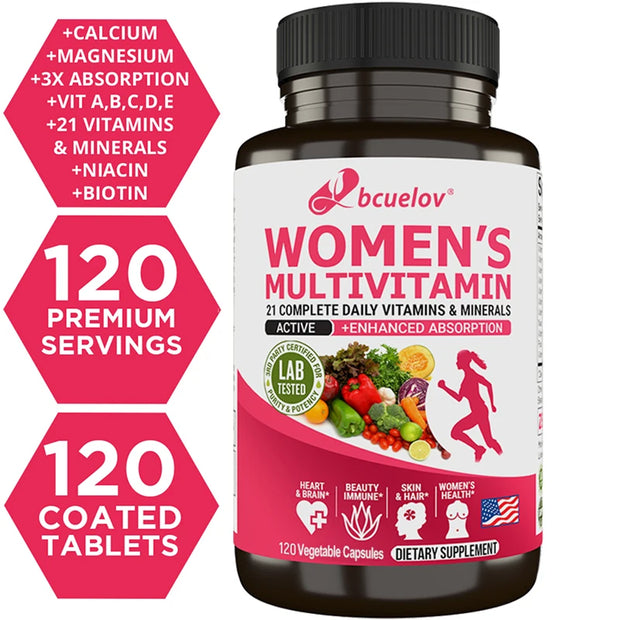 Women’s Multivitamin & Multimineral Supplement – Magnesium, Biotin, Calcium, Zinc & Selenium | Supports Joints, Skin & Nails