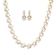 Elegant Bridal Jewelry Set – Faux Pearl & Rhinestone Necklace, Earrings & Bracelet | Wedding & Gift Set