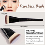 MAANGE 3pcs Professional Makeup Brush Set – Angle, Round & Flat Head Foundation Brushes with Box