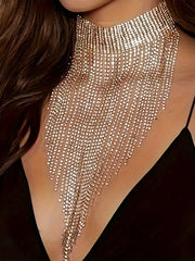 Sexy Rhinestone Tassel Necklace – Nightclub & Party Jewelry for Women