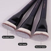 MAANGE 3pcs Professional Makeup Brush Set – Angle, Round & Flat Head Foundation Brushes with Box