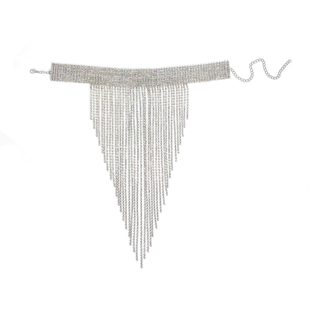 Sexy Rhinestone Tassel Necklace – Nightclub & Party Jewelry for Women