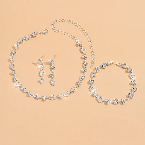 Bridal Crystal Jewelry Set – Choker Necklace, Earrings & Bracelet