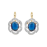 LUYIN Blue Stone Jewelry Set – Earrings & Ring, Copper Plated 14K Gold, Vintage Party Accessories for Women