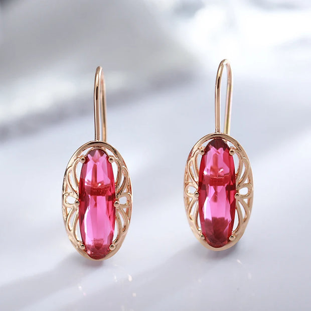 Luxury Oval Pink Zircon Jewelry Set