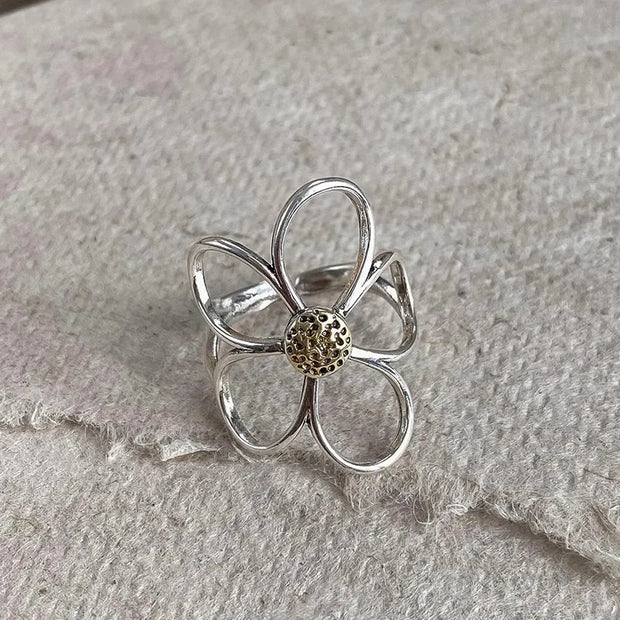 Sterlig Silver Big Flower Ring- Handmade Jewelry