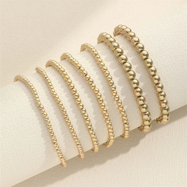 New Beaded Bracelets for Women – Handmade Charm Link Chain & Gold Color Beads