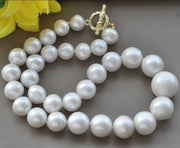 Elegant Edison Keshi Pearl Necklace – 18" White Round Pearl Tower Jewelry for Women