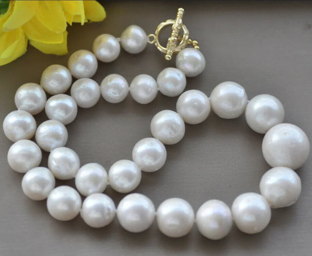 Elegant Edison Keshi Pearl Necklace – 18" White Round Pearl Tower Jewelry for Women