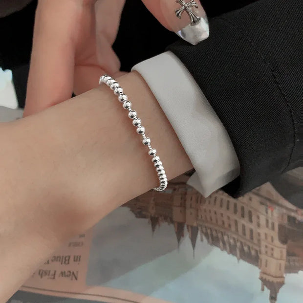 Sterling Silver Beaded Bracelet – Handmade Adjustable Jewelry