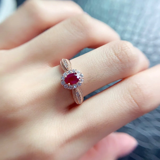Natural Ruby Ring S925 Sterling Silver