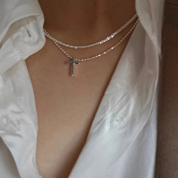 Sparkling Silver Clavicle Necklace