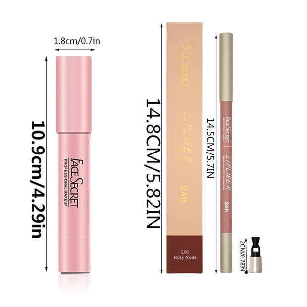 Matte Lipliner & Lipstick Set – Waterproof, Long-Lasting Soft Matte Lip Makeup | FACESECRET