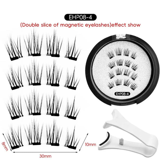 Magnetic Eyelashes Kit – 3D Natural Effect Reusable False Lashes with Tweezers