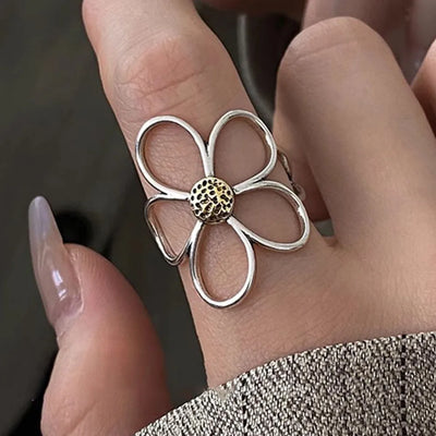 Sterlig Silver Big Flower Ring- Handmade Jewelry