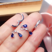Light Luxury Silver Blue Crystal Drop Earrings – Elegant Water Drop Zircon Pendant Jewelry for Women