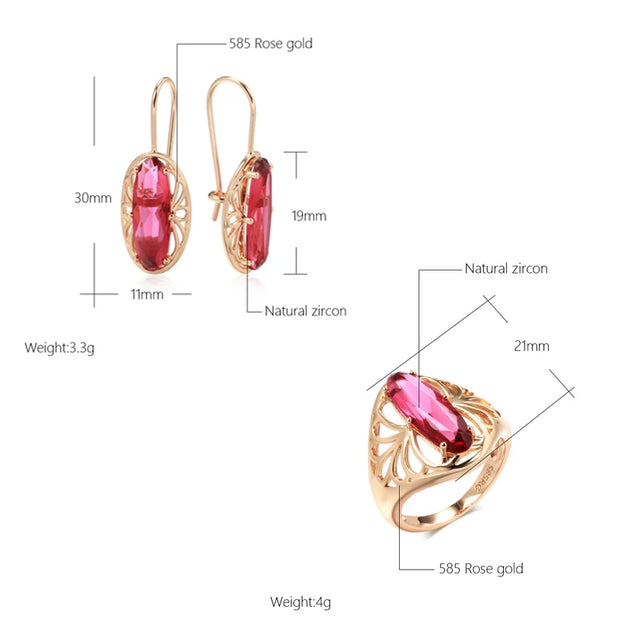 Luxury Oval Pink Zircon Jewelry Set