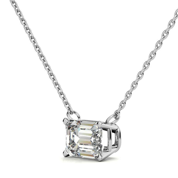 2CTW Lab-Grown Emerald-Cut Diamond Solitaire Pendant – 14K Gold