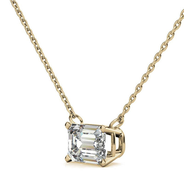 2CTW Lab-Grown Emerald-Cut Diamond Solitaire Pendant – 14K Gold