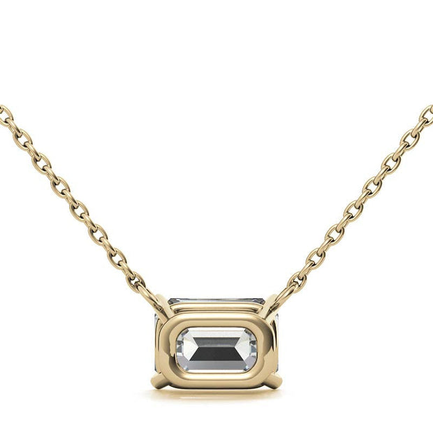 2CTW Lab-Grown Emerald-Cut Diamond Solitaire Pendant – 14K Gold